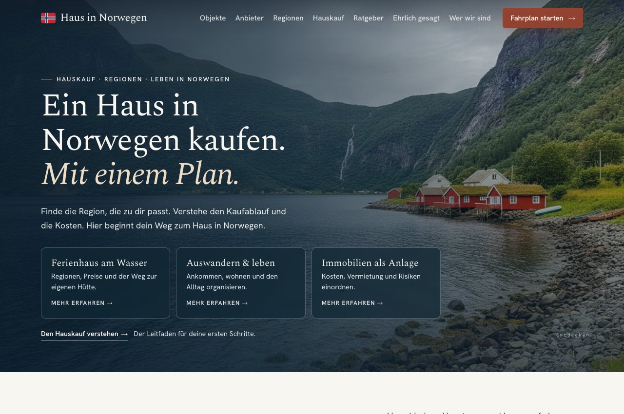 The public Norway property guide with its interactive country introduction.