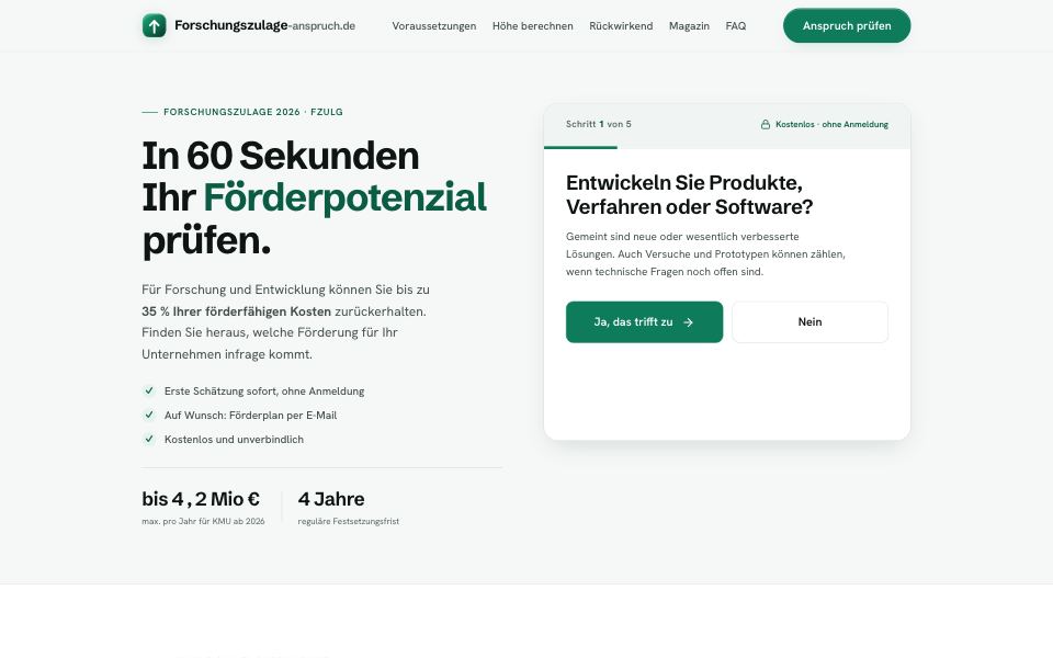 Startseite von forschungszulage-anspruch.de