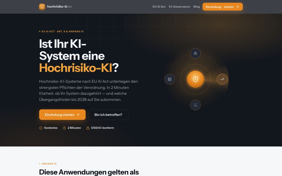 Startseite von hochrisiko-ki.de