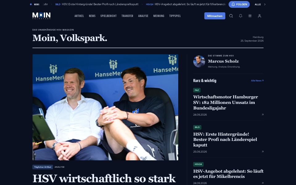 Startseite von moinvolkspark.de