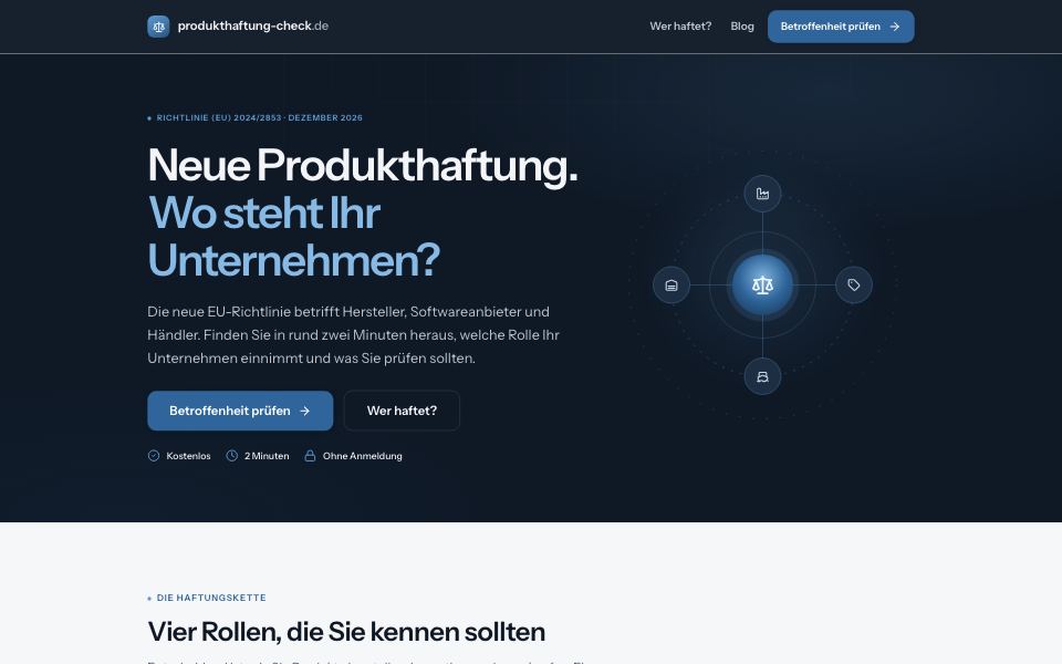 Startseite von produkthaftung-check.de